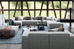 Бескаркасный белый п-образный диван Фри в гостиную, модульные диваны от российского производителя